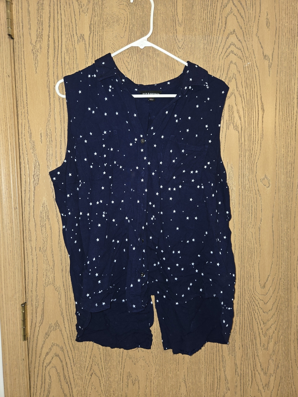 Rock & Republic Navy Star-Print Sleeveless Tank Top